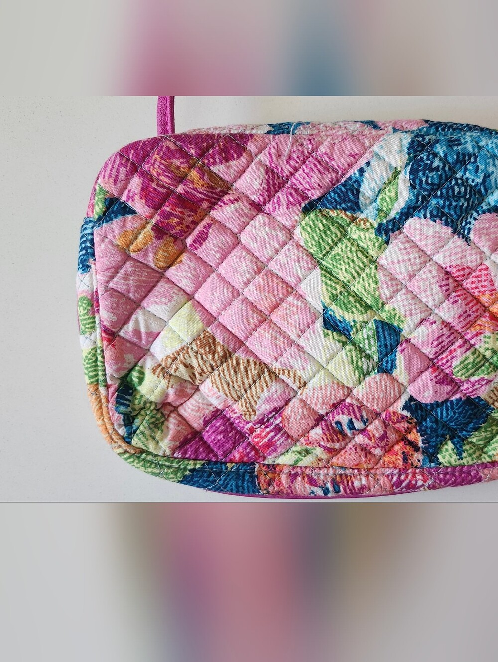 Vera Bradley Teal And Pink Floral Quilted Bag - Picture 4 of 7